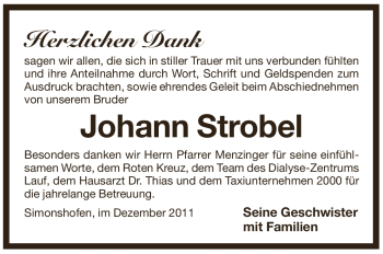 Traueranzeige von Johann Strobel von Pegnitz-Zeitung